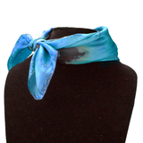 Bufanda cuadrada de seda esmeralda con flores marinas - Soierie Huo