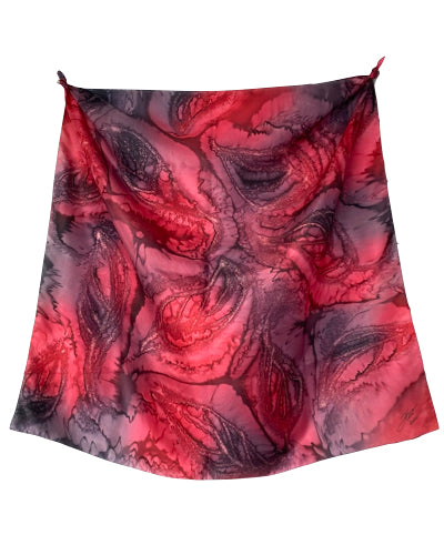 Pañuelo de seda cuadrado rojo y negro - Soierie Huo