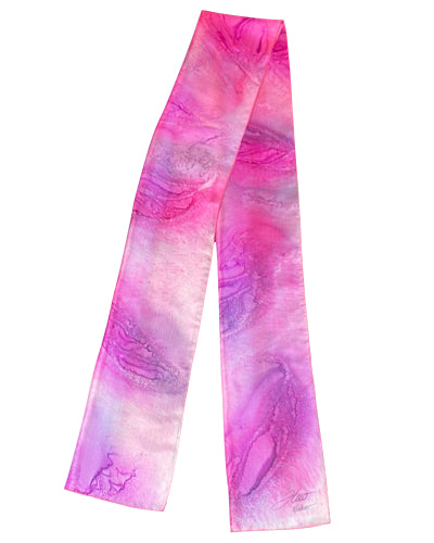 Pañuelo de seda con follaje rosa vibrante - Soierie Huo