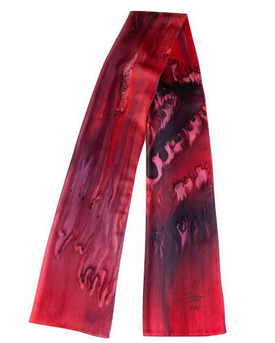 Pañuelo de seda ondulado rojo y negro - Soierie Huo