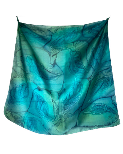 Bufanda de seda cuadrada con sábanas del fondo marino - Soierie Huo