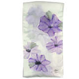 Bufanda de seda blanca con flores malvas - Soierie Huo