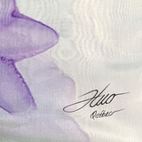 Bufanda de seda blanca con flores malvas - Soierie Huo