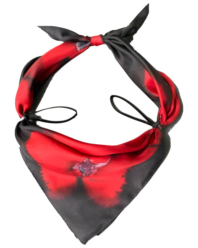 Máscara, Cubrecaras de seda Flores rojas de seda negra - Soierie Huo